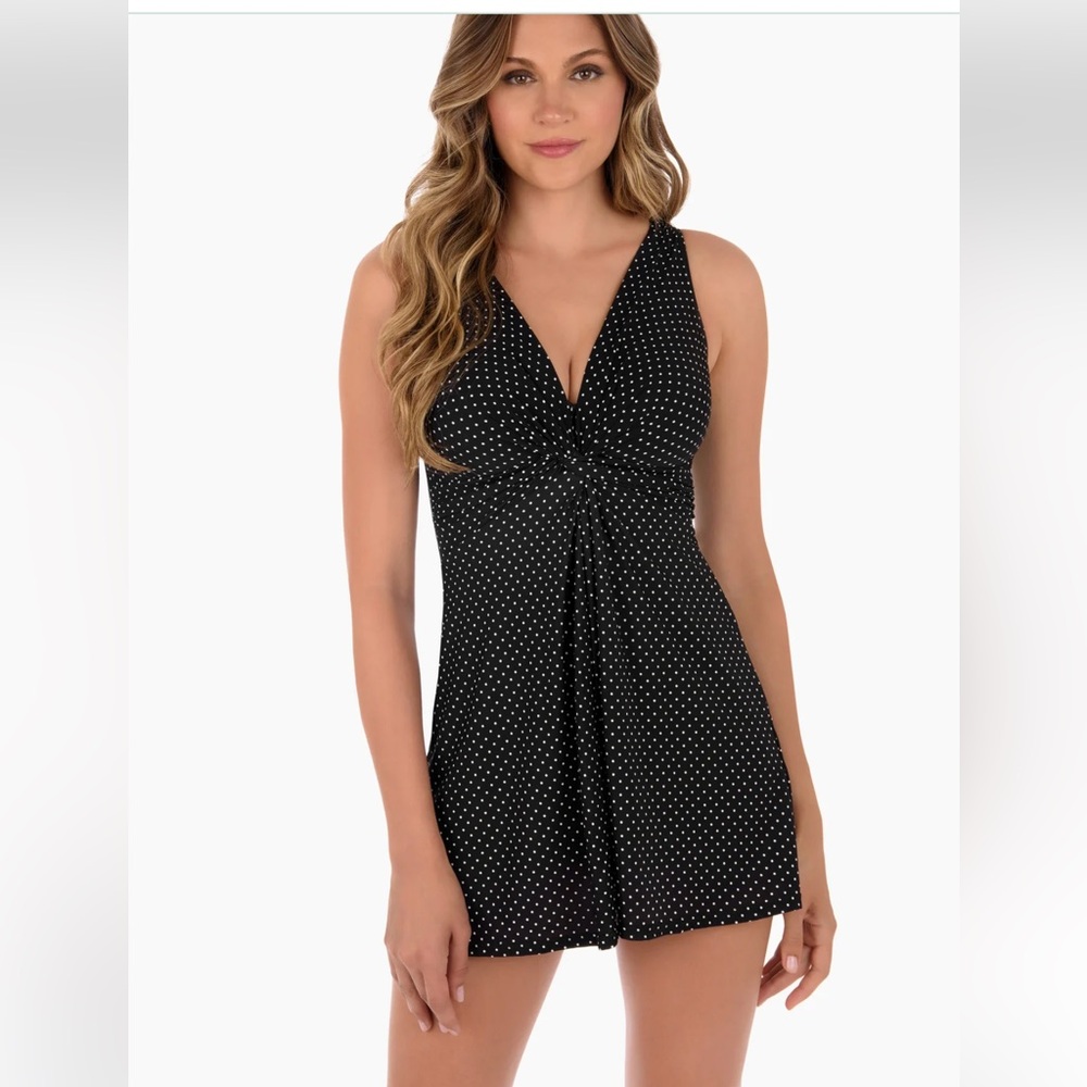 NWT Miraclesuit Swim Pin Point Marais Polka Dot Swim Dress